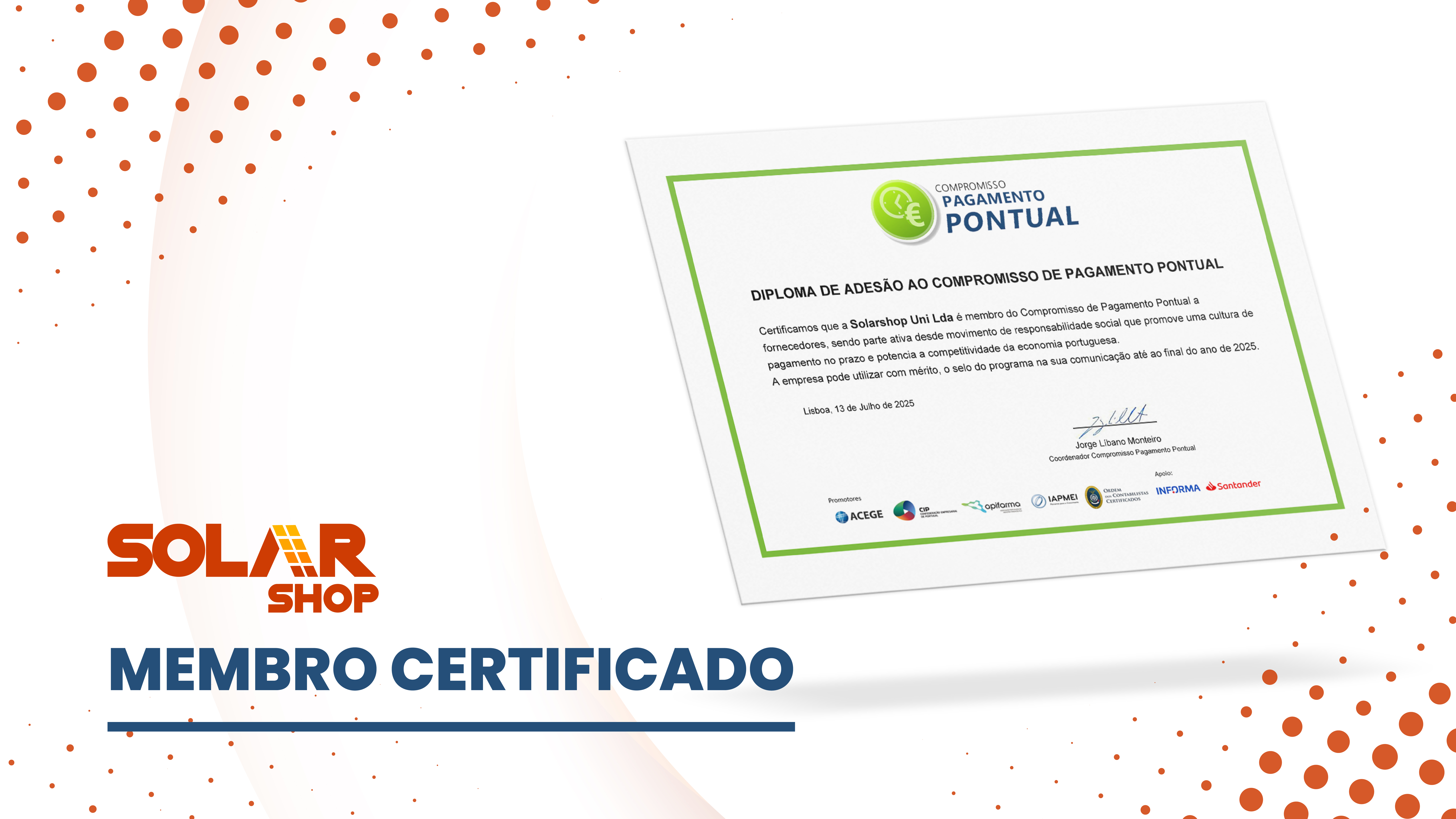 Solarshop adere ao Compromisso de Pagamento Pontual